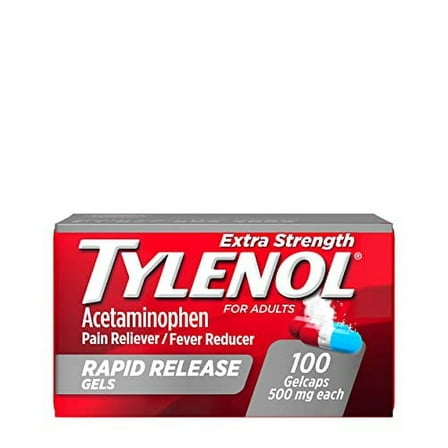 Tylenol Extra Strength Acetaminophen Rapid Release Gels, Pain Reliever & Fever Reducer, 100 ct