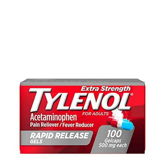 Tylenol Extra Strength Acetaminophen Rapid Release Gels, Pain Reliever & Fever Reducer, 100 ct