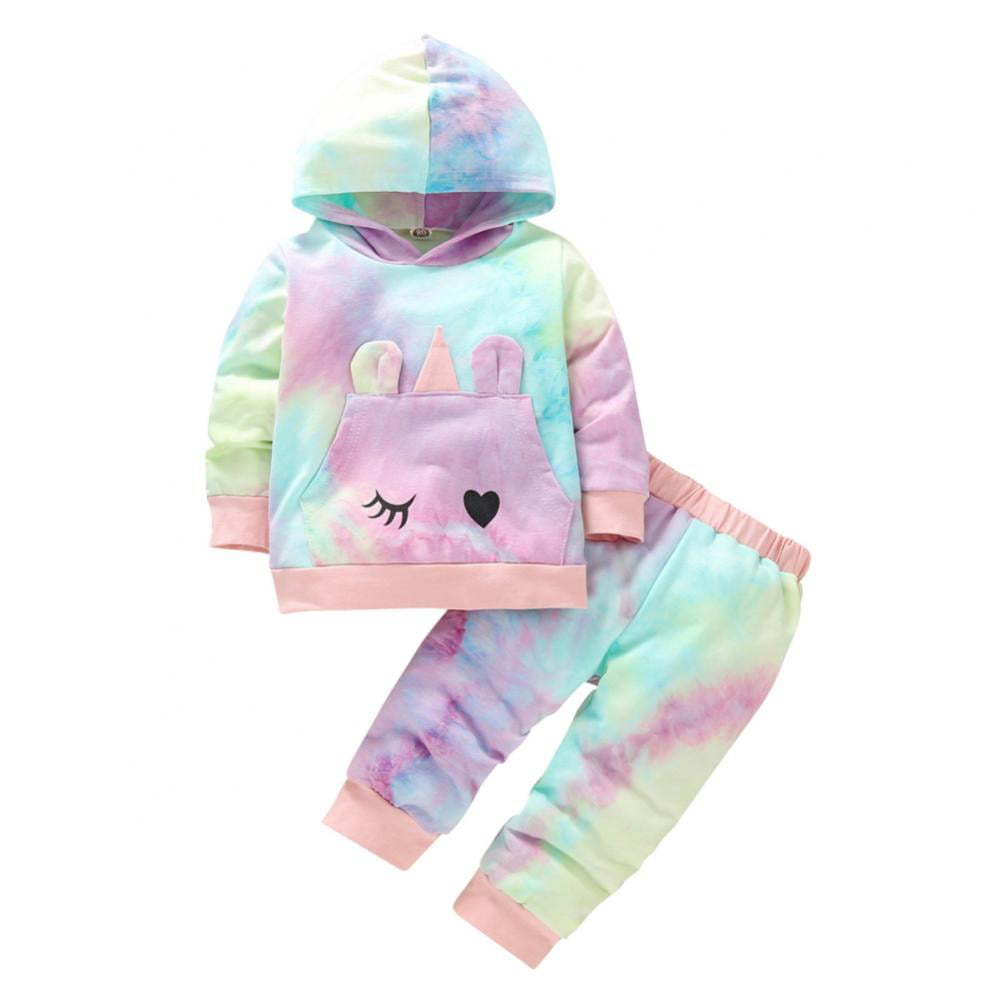 Baby Girls Long Sleeve Hoodie Sweatshirt Tops Pants Set 2Pc Toddler Hooded Shirt Fall Coming Home Outfit Clothes
