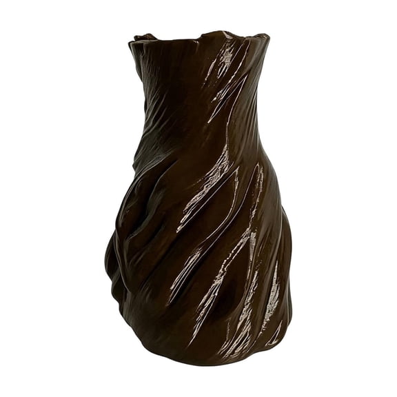 HOARBOEG Brown Twisted Stump Vase – Plastic Tabletop Vase for Home Decor, Farmhouse Vase for Entryway & Holiday Decoration