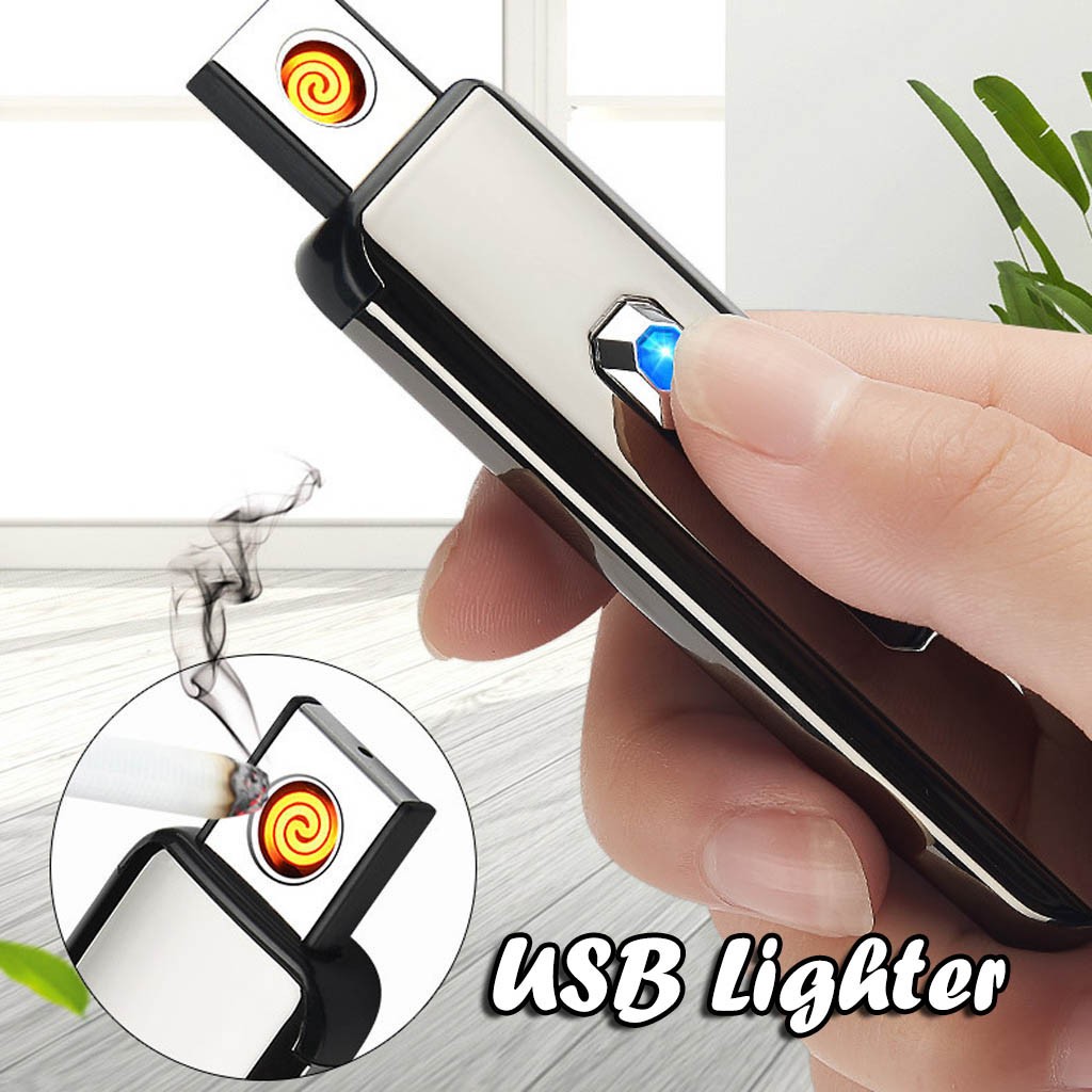 XMMSWDLA Cigarettes Electric Usb Battery Rechargeable Flameless Collectible Lightergift Box Usb Rechargeable Plasma Flameless Lighter Blue