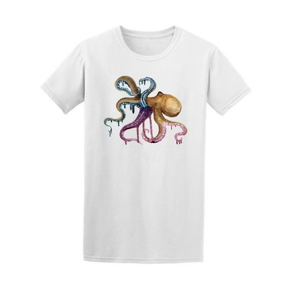 Colorful Octopus Dripping Color T-Shirt Men -Image by Shutterstock, Male Large