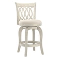 thumbnail image 3 of Weston Home Shapel Scroll Back Swivel Stool, 24" Counter Height, Antique White Finish, Beige Linen, 3 of 5