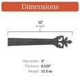 thumbnail image 3 of 2 Pack 12 inch Faux Door Hinges Black Decorative Strap Hinge Wrought Iron Strap Barn Door Strap Hinges, Farm Gate Hinge, Carriage Door Hardware The Tuscan Series by Borderland Rustic Hardware, 3 of 4