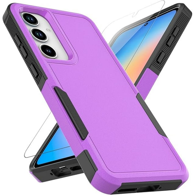 KOMI for Samsung Galaxy S25 Plus Case with HD Screen Protector, 10 FT Military Grade Drop Protection, Anti-Slip Phone Case, Purple