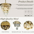 thumbnail image 4 of 3-Lights Glass Tear Drops Chandelier Painted Brass Pendant Ceiling Lighting, 4 of 9