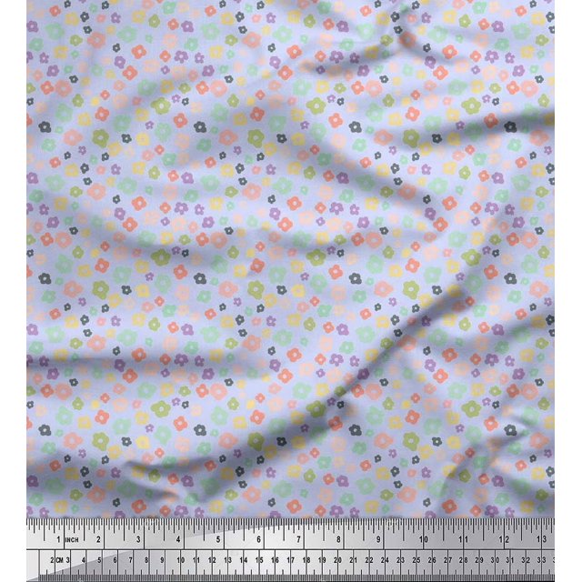 Soimoi Modal Satin Fabric Flower Artistic Decor Fabric Printed Yard 42 Inch Wide