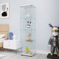 thumbnail image 4 of Holaki Glass Display Cabinet 4 Shelves with Door, Floor Standing Curio Bookshelf for Living Room Bedroom Office, 64.56"x 16.73"x 14.37", White, 4 of 7