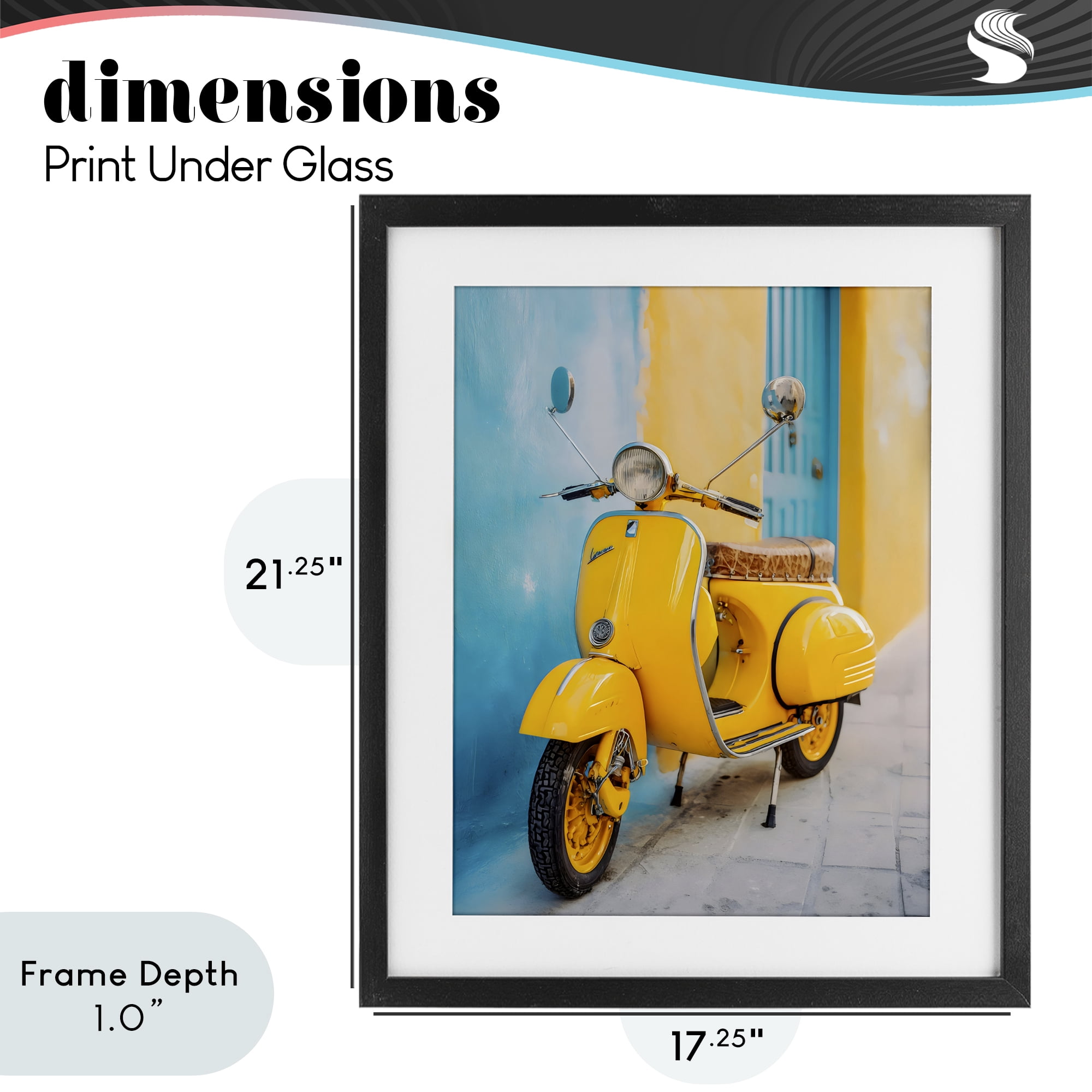 Stupell Industries Sunny Ride Vintage Moped Black Framed Print Under Glass, design by Franklyn Gregory