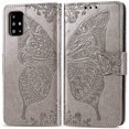 thumbnail image 1 of Flip Case for Samsung Galaxy A51, Butterfly Embossment Pattern Wallet Case with[Magnetic Closure][Card Slots][Kickstand][Wrist Strap], Slim Cover for Samsung Galaxy A51 - Grey, 1 of 7
