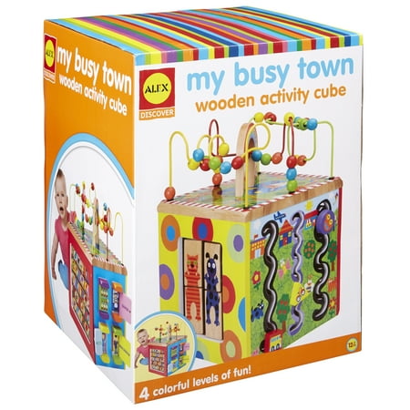 - ALEX Discover My Busy Town Wooden Activity Cube
