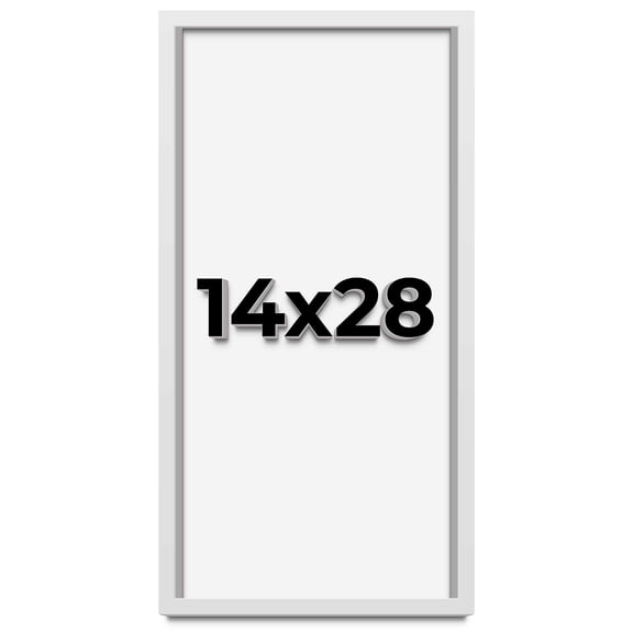 14x28 Shadow Box Frame White | 1 Inches Deep Real Wood Contemporary Shadowbox Display Frame | UV