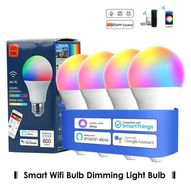 Kedia-bombilla inteligente Tuya, luz LED regulable con Control por voz, WiFi, Smart Life, E27, RGB, funciona con Alexa y Google Home, 9/15W