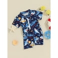 thumbnail image 2 of Bagilaanoe Toddler Baby Boys One-Piece Swimsuit Print Short Sleeve Zipper Rashguard Swimwear 3M 6M 12M 18M 24M 3T Kids Jumpsuit Bathing Suit, 2 of 8