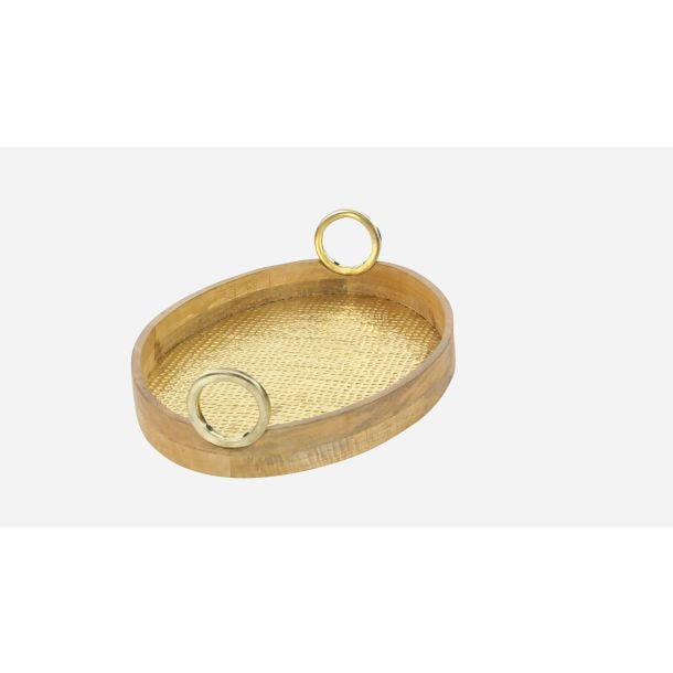 Decmode Traditional 24 And 28 Inch Oval Wood Brass Trays With Decmode Traditional 24 And 28 Inch Oval Wood Brass Trays With Round Metal Handles Set Of 2 Com