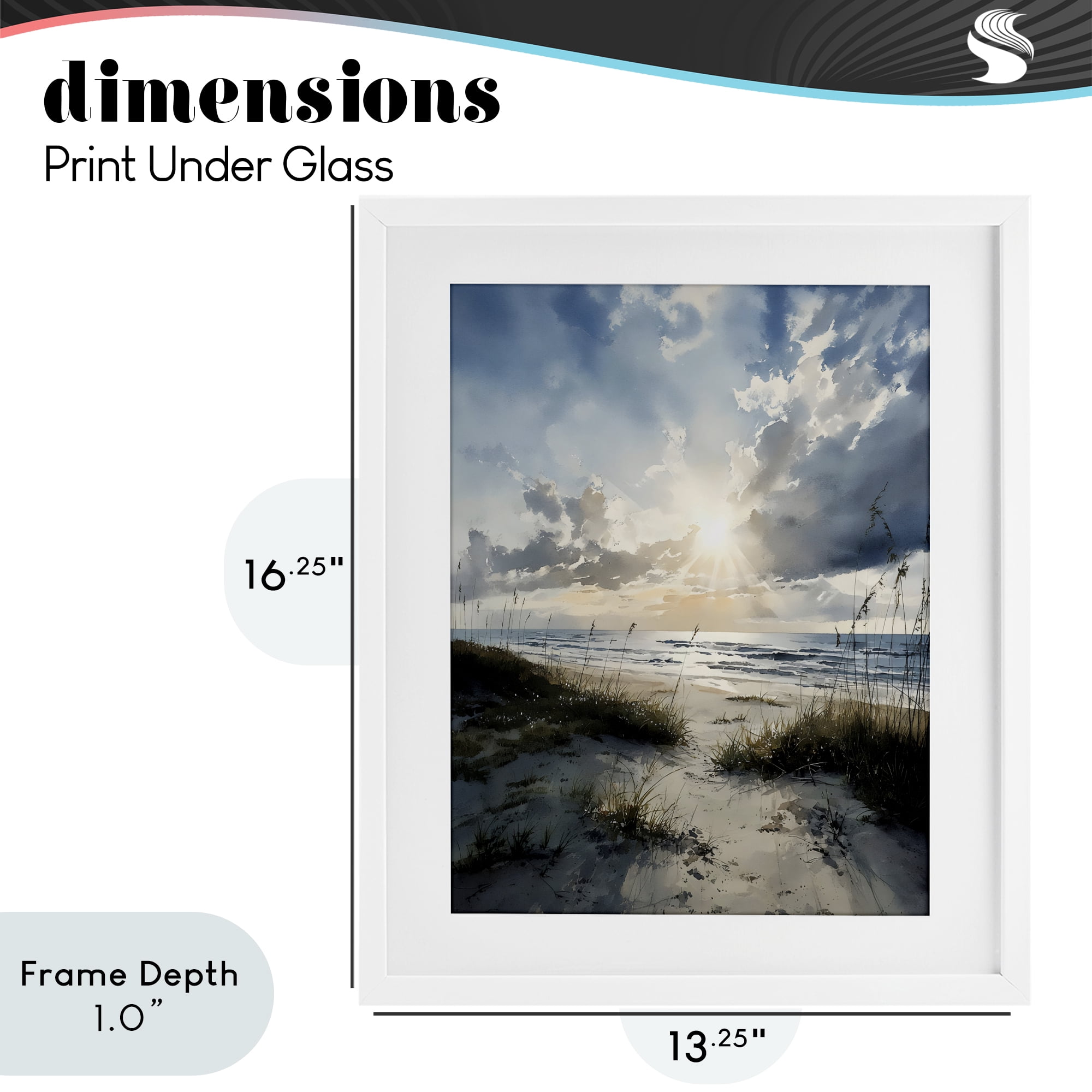 Stupell Industries Sunshine On The Beach White Framed Print Under Glass, design by Franklyn Gregory