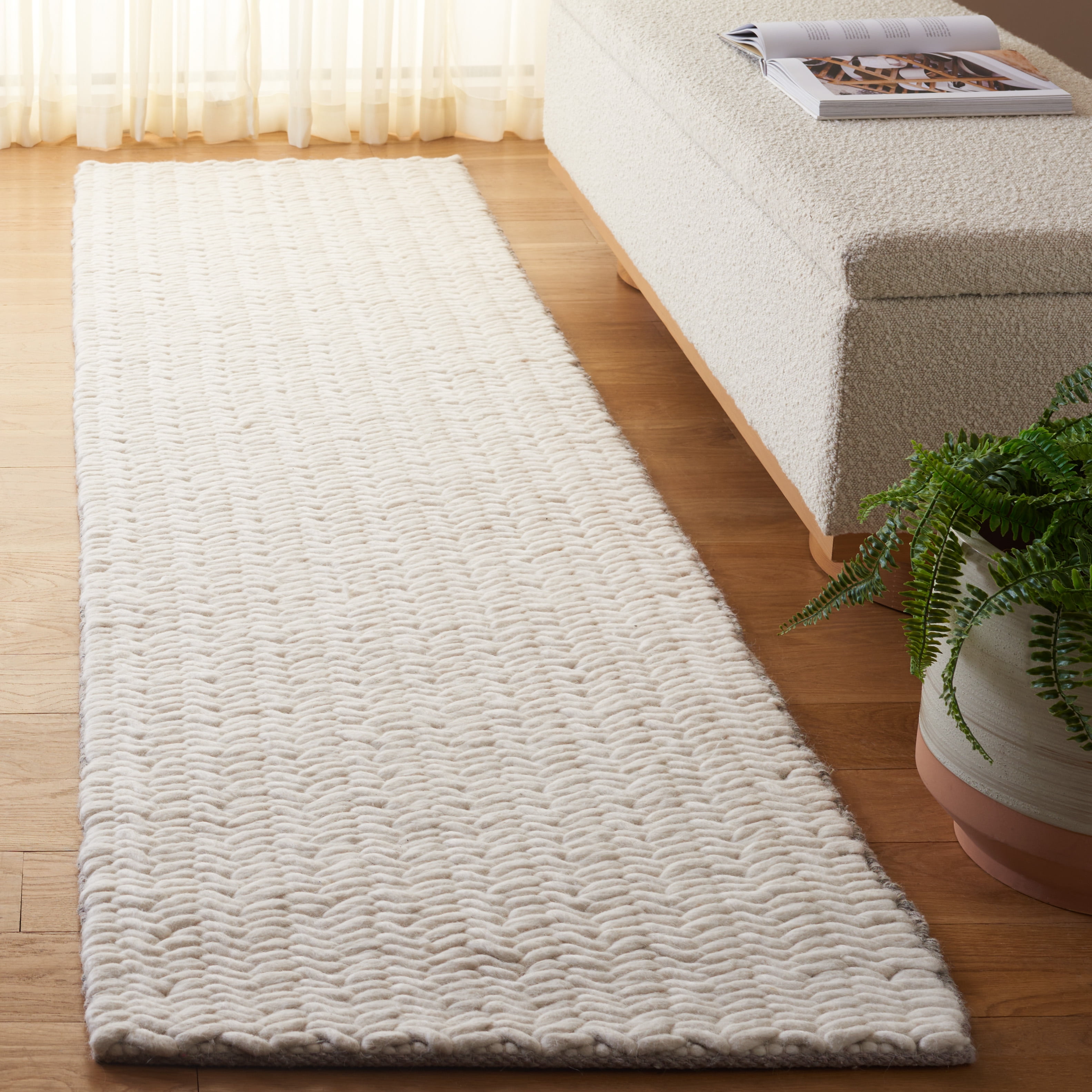 SAFAVIEH Natura Donella Striped Runner Rug, Ivory, 2'3" x 8'