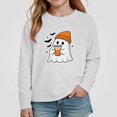 thumbnail image 2 of WAVSUF Girls Halloween Sweatshirts, Loose Fit Crew Neck Long Sleeve Winter Festive Casual Pullover White 3, 2 of 6
