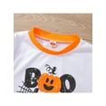 thumbnail image 4 of Bagilaanoe Newborn Baby Girl Halloween Rompers Pumpkin Letter Spider Web Print Long Sleeve Bodysuit 6M 9M 12M 24M Infant Loose Fit One Piece Jumpsuit, 4 of 9