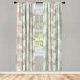 thumbnail image 4 of Ambesonne Nature Window Curtains, Pastel Tone Leaf Coral Look, Each 28" W x 63" L, Mint Green Pink and Peach, 4 of 4