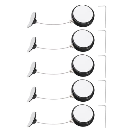 Uxcell Retractable Remote Control Cable Tether (4.9ft / 1.5M Black)(5 Set) Round Remote Control Security Lanyard Lock Adjustable Locking Leash with Plastic Cap Suit for - TVs/Tablets