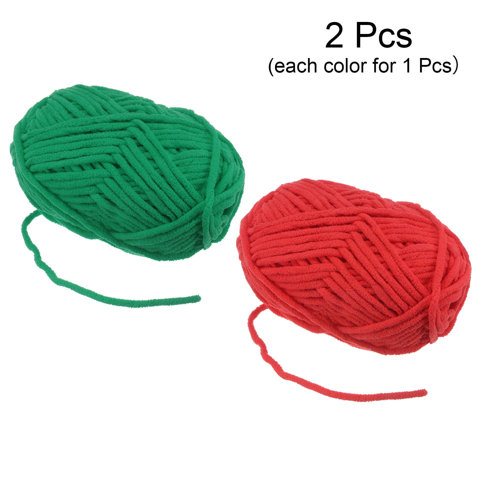 Uxcell 2Skeins Velvet Yarn Blanket Yarn 2x100g/7.1oz Polyester Soft Knitting Chenille Yarn Red, Green