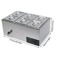 thumbnail image 3 of 6 Pans Bain Marie Commercial Food Warmer 6*3L Countertop Table Steamer 600W 110V For Heating And Keeping A Wide Range Of Foodstuffs Warm, 3 of 18
