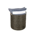 thumbnail image 3 of Kouboo Laguna Round Rattan with Ear Handles Basket for Organizing, Living Room, Blankets, Toy Bin, Laundry and Plants, Black Wash, 3 of 7