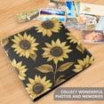 thumbnail image 4 of FORMRS 3 Ring Photo Album 4"x6" Self Adhesive Large Capacity PU Leather Cover, Black Sunflower Pattern, 4 of 7