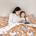 thumbnail image 4 of Homewish Cartoon Corgi Dog Bedding Comforter Set 7 Pieces for Preppy Children Teens,Kawaii Pet Full Bedding Set Lightweight,Orange Blue Fitted Sheet Flat Sheet,Breathable Home Decor,Reversible, 4 of 8