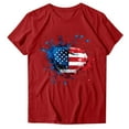 thumbnail image 2 of Odbmxy Red Womens Plus Size Tee Shirts Short Sleeve 4th of July Womens Shirts Graphic Holiday Fashion Summer Casual Loose Tops, 2 of 4