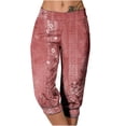 thumbnail image 1 of Mujeres Capri Pantalones Casual Suelto Largo Pantalones de Impresión con Corbata Elástica Cintura Y Bolsillos, 1 of 6