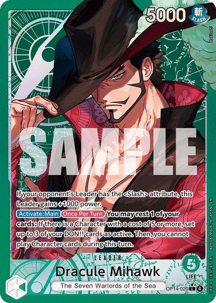 One Piece The Azure Sea's Seven Leader Dracule Mihawk OP14-020 [Alternate Art]
