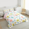 thumbnail image 3 of jejeloiu Cartoon Cute Floral Queen Comforter Set,Kawaii Daisy Blossom Bedding Sets,White Yellow Blue Bedding Comforter Set For Girl,Ultra Soft Home Decor Reversible,3-Piece, 3 of 8
