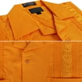 thumbnail image 2 of Men's Guayabera Cuban Beach Wedding Casual Short Sleeve Dress Shirt (Orange, XS), 2 of 4