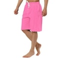 thumbnail image 4 of Unique Bargains Men's Summer Solid Drawstring Elastic Waist Beach Pool Board Shorts 38 Pink, 4 of 6