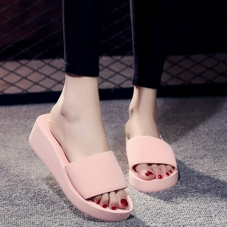 

uikmnh Slippers for Women Slippers For Women Bohemian Wedges Slippers Causal Beach Shoes Sandals Pink 7.5