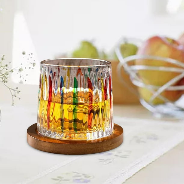 Copas de cristal Vaso Vaso de champán de fondo ponderado grueso con posavasos de para ron escocés C perfecl Copa de cóctel