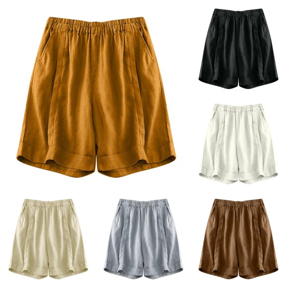 CAIVO Women High Waist Shorts Loose Large Size A-Line Shorts Versatile Summer Outdoor Leisure Casual Solid Color Bottoms
