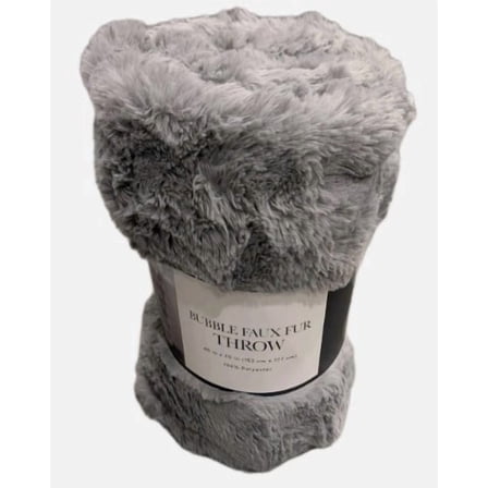 Bubble Faux Fur Throw 60" x 70" - Grey