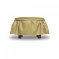 thumbnail image 4 of Geometric Ottoman Cover, Triangle Square Shape, 2 Piece Slipcover Set with Ruffle Skirt for Square Round Cube Footstool Decorative Home Accent, Standard Size, Marigold and White, by Ambesonne, 4 of 5