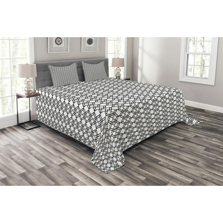 Black And White Bed Spreads Black and White Bedspread Set, Grid Style Lines Monochrome Interlace Squares Modern Digital Art Pattern, Decorative Quilted Coverlet Set with Pillow Shams Included, Black White, by Ambesonne ()