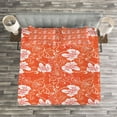 thumbnail image 3 of Ambesonne Orange Quilted Bedspread Set 3 Pcs, Hawaiian Summer Hibiscus, King Size, Orange White, 3 of 3