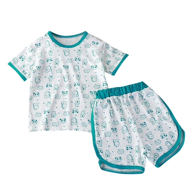 Odeerbi 0-10 Años Niños Niñas Conjuntos de Verano Estampado Camiseta Manga Corta de Algodón Pantalones Cortos Conjunto de Dos Piezas
