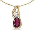 thumbnail image 1 of 10k Yellow Gold Oval Rhodolite Garnet And Diamond Pendant with 16" Chain, 1 of 3