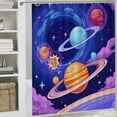 thumbnail image 5 of Cosmic Planet Rings Shower Curtain Waterproof Bathroom Curtain Set with Hooks Home Decor Bathroom Curtains 4pcs, 5 of 8