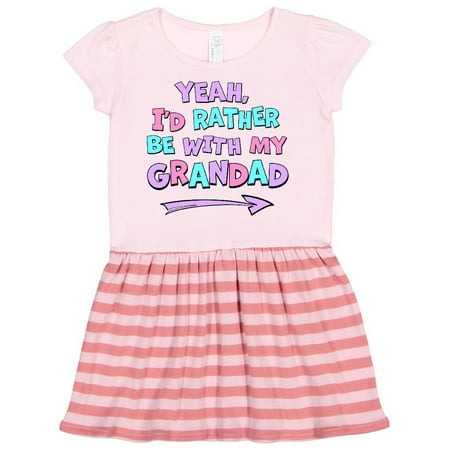 

Inktastic Yeah I d Rather be with My Grandad in Pink Blue and Purple Gift Toddler Girl Dress