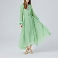thumbnail image 2 of ZQUUVOU Women's Dress Round Neck Long Sleeves Pleated Long Dress Green,Free Size, 2 of 5