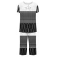 thumbnail image 5 of cfhntfmh Pajama Sets for Women Casual Print Short Sleeve Buttons Shirts Comfy Capri Pants with Pockets 2 Piece Pjs Sleepwear Sets, 5 of 5