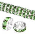 thumbnail image 1 of Paquete de 200 cuentas espaciadoras rondelle, cuentas sueltas de cristal de rhinestone checo de 0.31 pulgadas/8mm [Verde Claro], 1 of 6